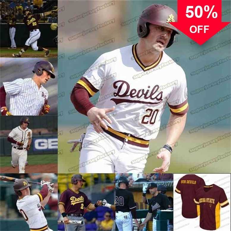 

Xflsp GlaA3740 Custom Arizona State Sun Devils NCAA College Baseball 6 Drew Swift Spencer Torkelson Marc Lidd Trevor Hauver Hunter Jump Sewn Jerseys, White