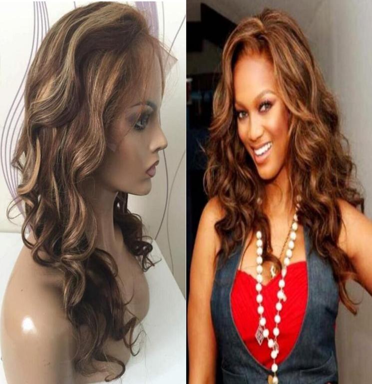 

Wavy highlight full lace wig with natural hairline 130 density loose wave highlight brazilian hair lace front wigs with baby hair 9521491, Natural color