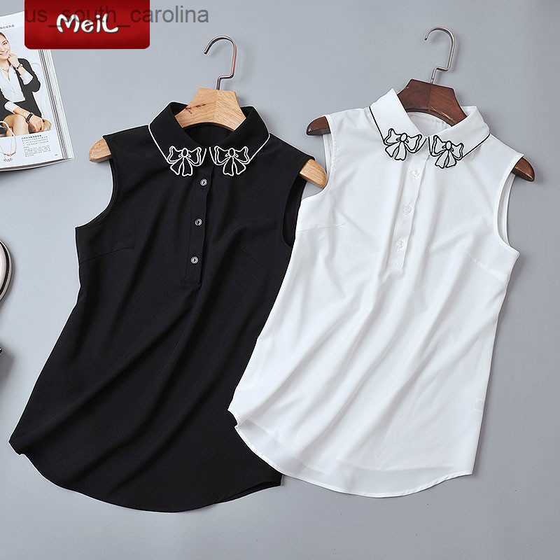 

Camis Spring Sleeveless Chiffon Work Vest Shirt Women All Match Emboridery Basic Tank Top Office Lady Undershirt White Outwear L230522, Milk white