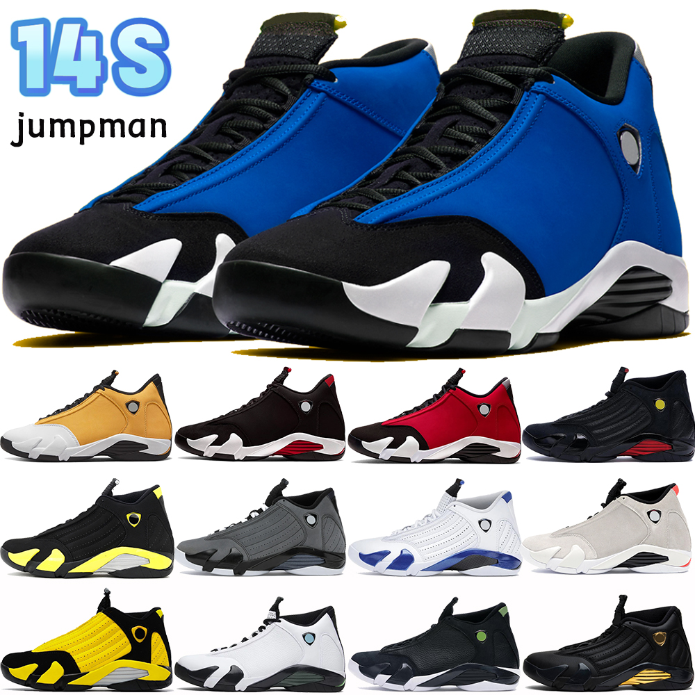 

Designer Jumpman 14 14s mens basketball shoes laney Light Ginger Black White University red gym hyper royal indiglo thunder sport men sneakers trainers Eur 40-47, 14 indiglo