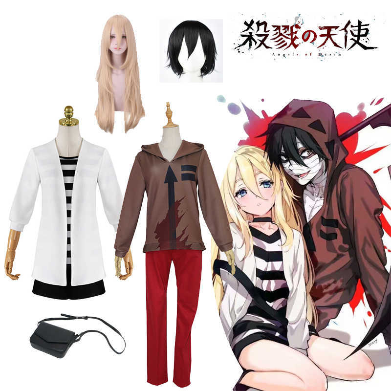 

Anime Costumes Angels of Death Cosplay Come Ray rachel gardner uniform Zack Isaac Foster Cosplay Anime come Backpack Wig Z0602