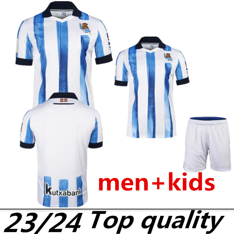 

23/24 Camisetas ReAl SoCIedAD Soccer Jerseys Kids Kit 2023 2024 Futbol Home Away Football Shirts Training Goalkeeper CARLOS FDEZ OYARZABAL MERINO SILVA BARRENETXEA, Adult