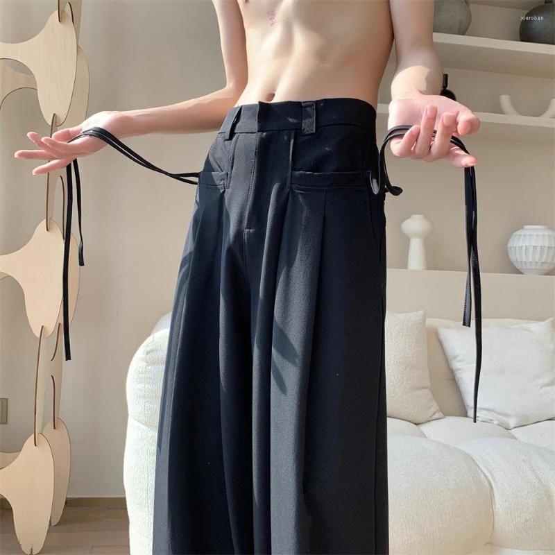 

Men's Pants Fashion Men Casual Korean Style Male Wide Leg Trousers Streetwear Loose Pantalones 2023 Spring Straight, Black