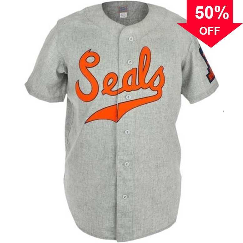 

Xflsp GlaMitNess San Francisco Seals 1938 Road Jersey 100% Stitched Embroidery  Vintage Baseball Jerseys Custom Any Name Any Number, 26 grey