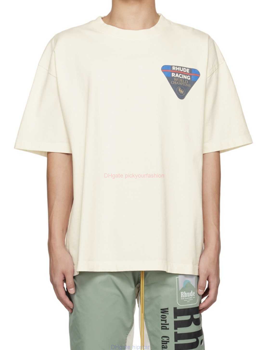 

Designer Fashion Clothing Tees Tshirt H8015rhude Springsummer Slogan Triangle Print Short Sleeve Tshirt Cotton Streetwear Tops Casual Sportswear Rock Hip hop for, White/h8015