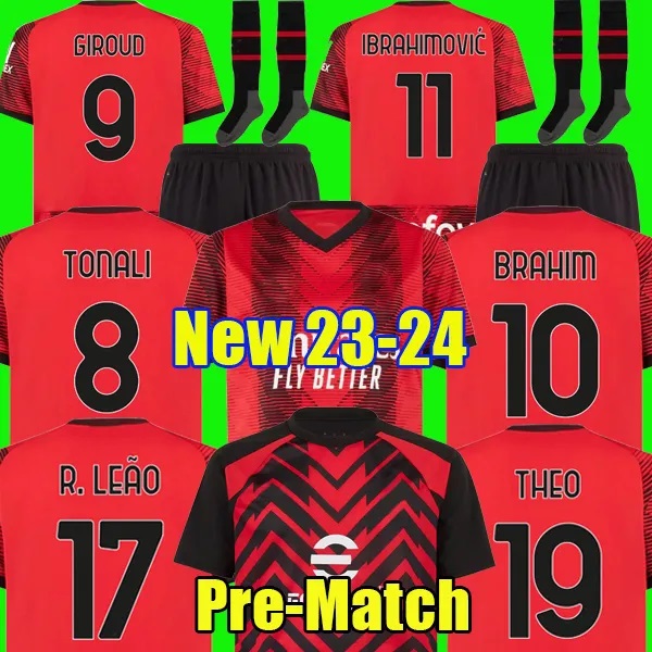 

23 24 IBRAHIMOVIC KOCHE soccer jerseys AC MILANS 2023 2024 GIROUD DE KETELAERE R. LEAO TONALI THEO yellow football shirt special fourth 4th men kids kit uniforms, 23-24 home adult + patch
