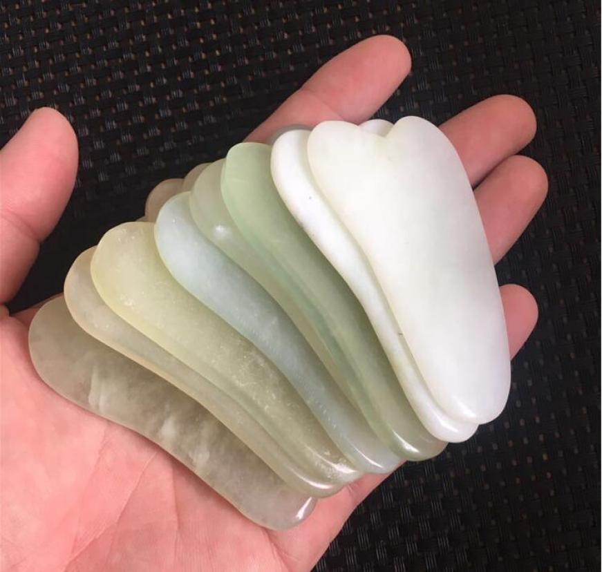 

Whole 300pcs Natural Jade Gua Sha Skin Facial Care Treatment Massage Jade Scraping Tool SPA Salon Supplier Beauty Health Tools8186436