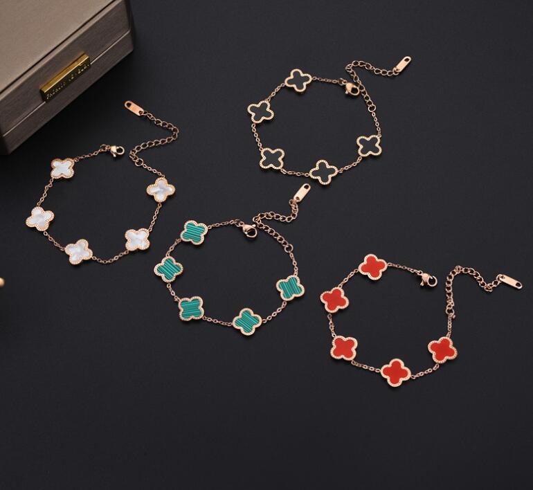 

20style Fashion Classic 4/Four Leaf Clover Charm Bracelets Bangle Chain 18K Gold Agate Shell Mother-of-Pearl For Women Girl Wedding Mother' Day Jewelry Women