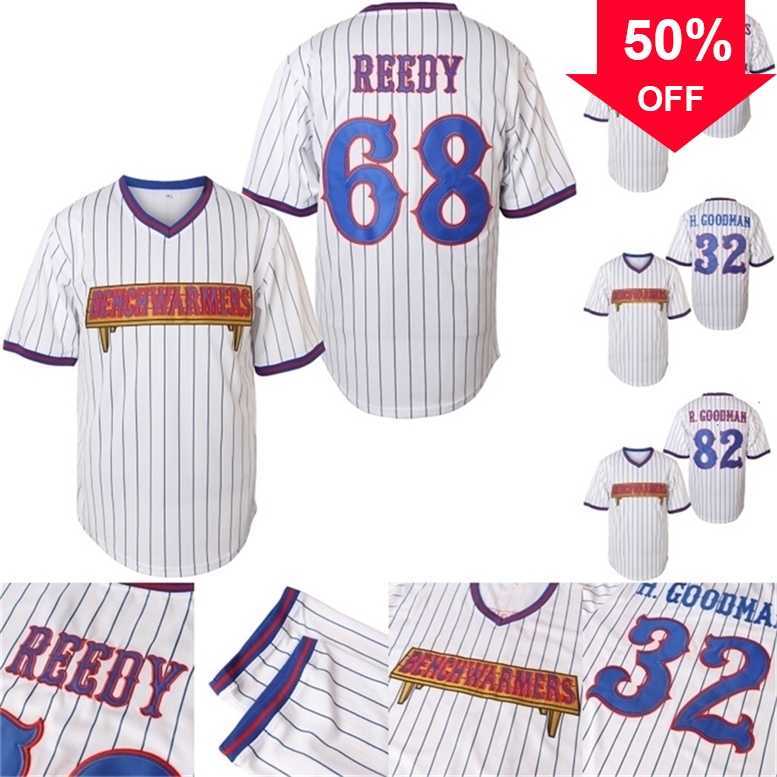 

Xflsp GlaMit Benchwarmers Pinstriped Baseball Jersey 68 Clark Reedy 32 Howie Goodman 82 Richie Goodman 44 Gus Matthews Stitched Baseball Jerseys S-XXXL, 32 white