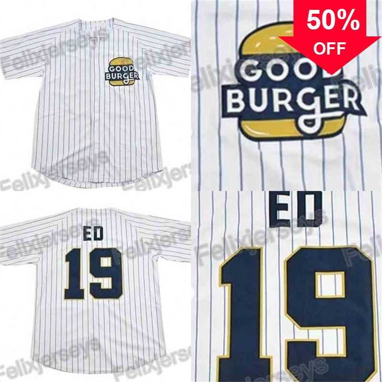 

Xflsp GlaC202 19 ED Good Burger Kel Baseball Jersey Movie Jerseys Men All Stitched Baseball Jerseys white Color, White2
