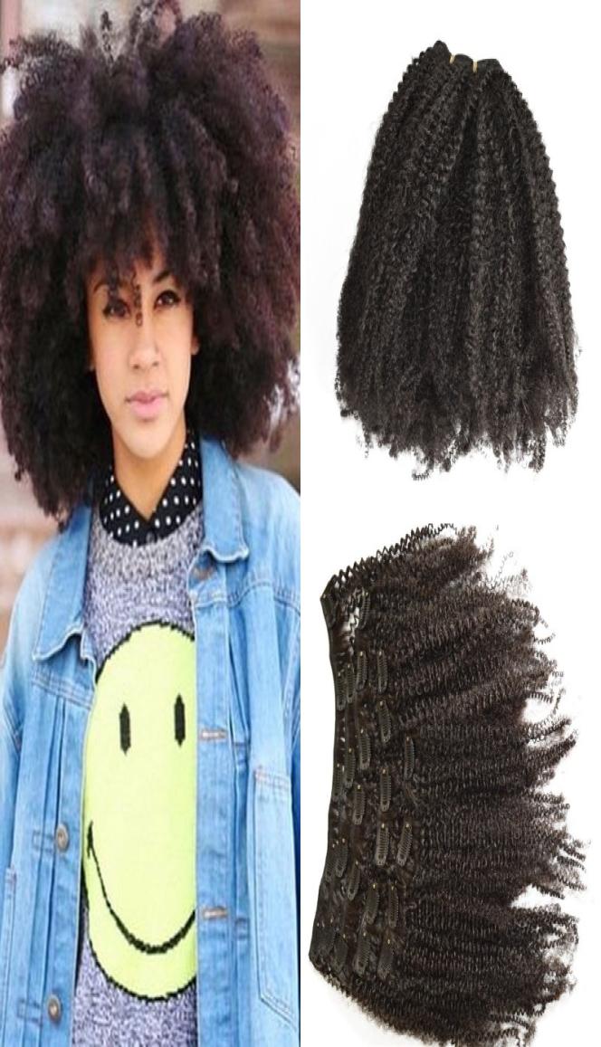 

4b 4c clip in curly human hair extensions for black women Cambodian natural color 7 pcsset clip ins GEASY4880752