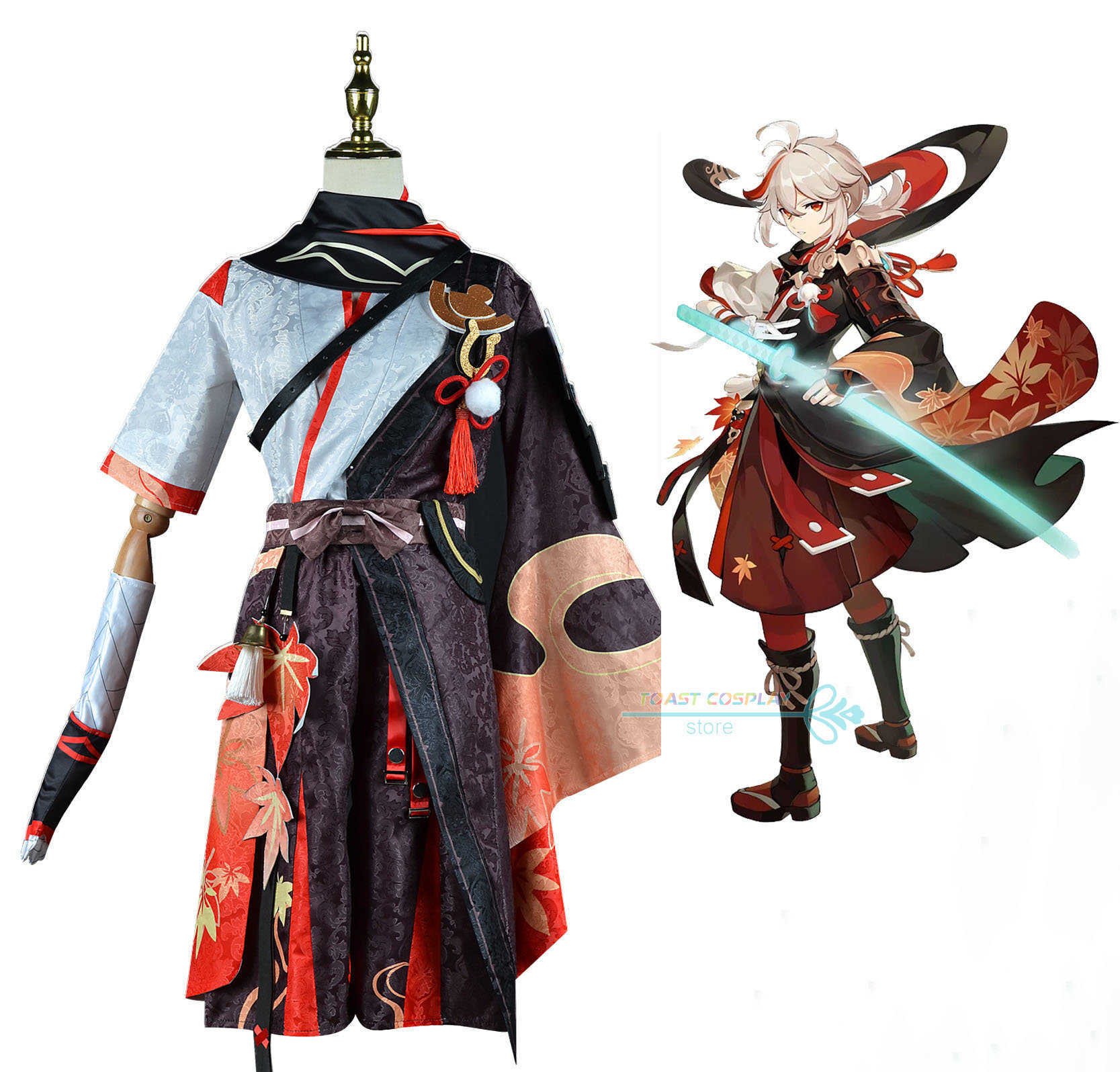 

Anime Costumes Game Genshin Impact Kaedehara Kazuha Cosplay Come Uniform Wig Anime Halloween Gentle Anime cosplay Cloth Unisex Z0602