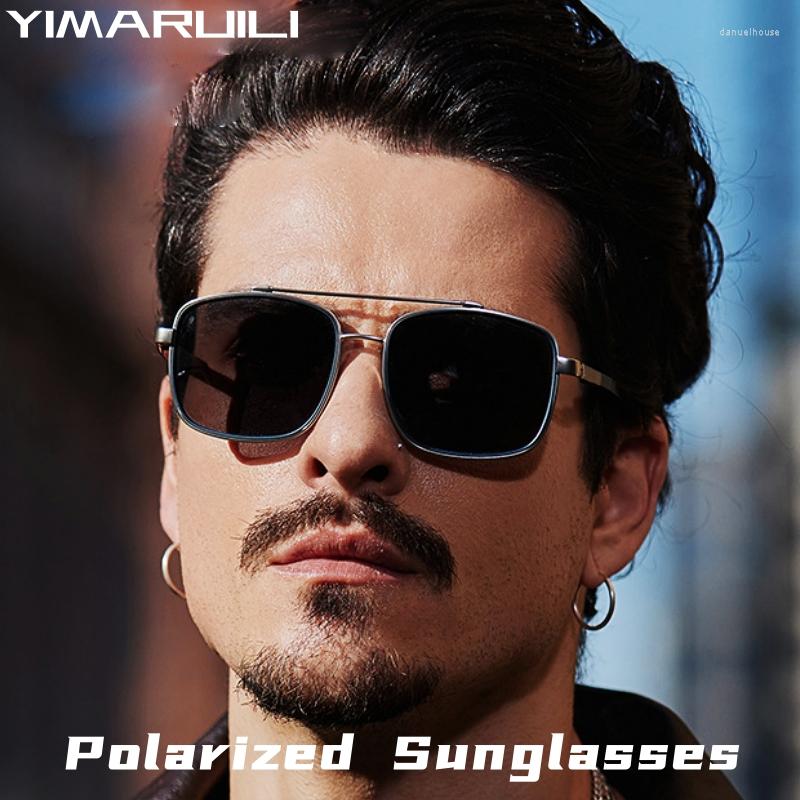 

Sunglasses YIMARUIILI Fashion Double Beam UV400 Driving Eyewear Square TR90 Alloy Optical Prescription Polarized Men And Women