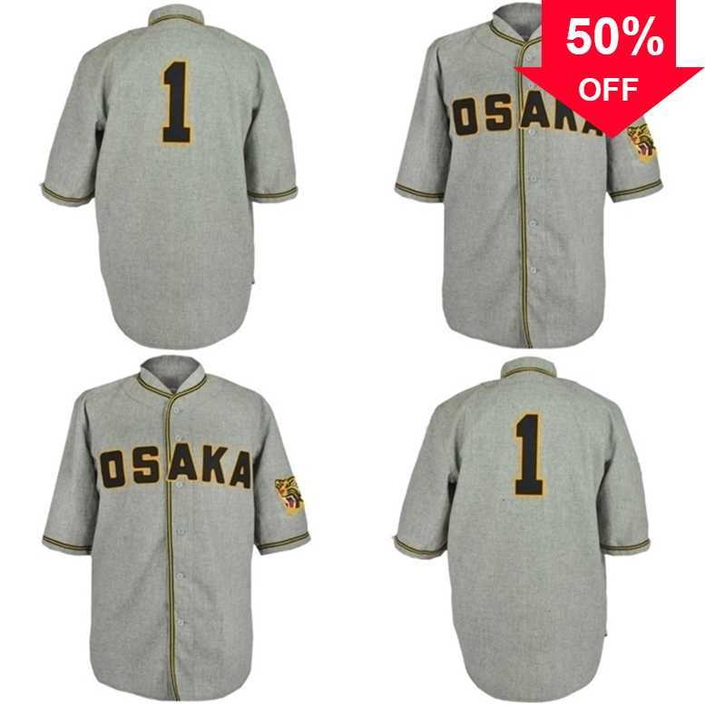 

Xflsp GlaMitNess Osaka Tigers 1950 Road Jersey Custom Men Women Youth Baseball Jerseys Any Name And Number Double Stitched, Grey number 1 no name