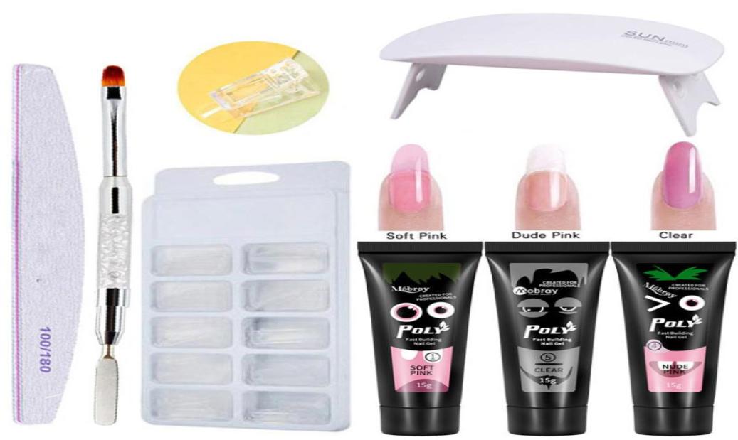 

Poly Nail Gel kit Poly Gel Set LED Clear UV Gel Varnish Nail Polish Quick Building For Nails Extensions Builder Nail Art Kit6326194