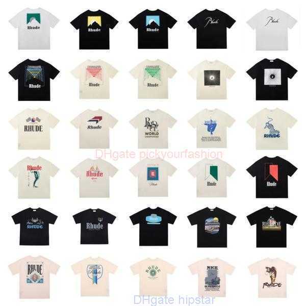 

Designer Fashion Clothing Tees Tshirt High Version Handsome Couple American Fashion Label Yyzp Rhude Cotton Loose Fitting Short Sleeved White Versatile Tshirt Cot, 204 white (letter)