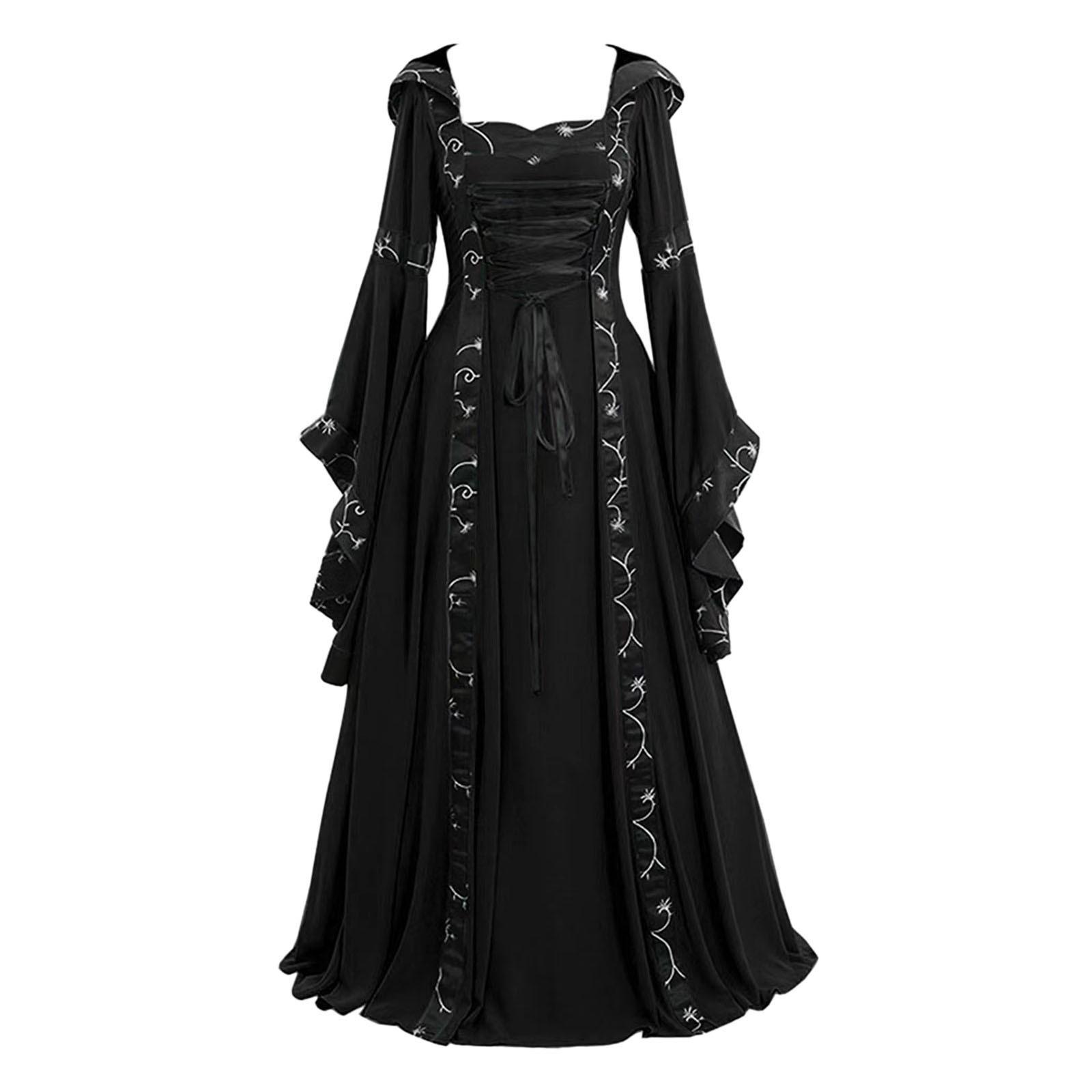 

Dresses Vintage Women's Dress Medieval Renaissance Gothic Auntumn Dress Cosplay Floorlength Princess Hoodies Flare Sleeve Dresses 2022, Blue