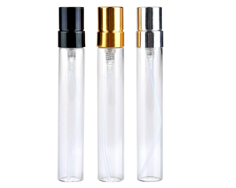 

5ML 10ML Transparent Glass Spray Bottle Empty Clear Refillable Perfume Atomizer with Gold Silver Cap Portable Sample Glass Vials b4209895