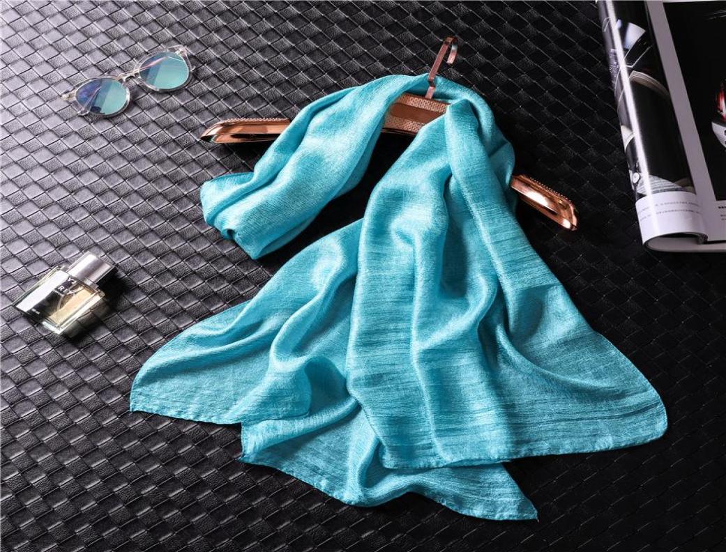 

Scarves 19075cm Soft Silk Linen Scarf For Women Wraps And Shawls Beach Hijab Large Size Bandana Female Foulard6755867