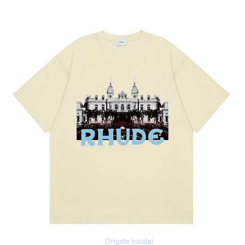 

Designer Fashion Clothing Tees Tshirt Rhude Fortress High Street American Fashion Brand Popular Loose Round Neck Pure Cotton Mens Short Sleeve Tshirt Summer Ins Sam, White