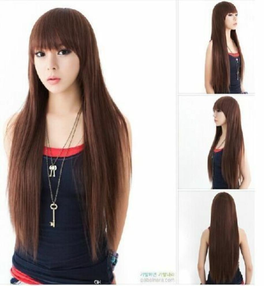 

100 Real hair New Naturally Light Brown Long straight hair Really Hair wigs3255095, Ombre color