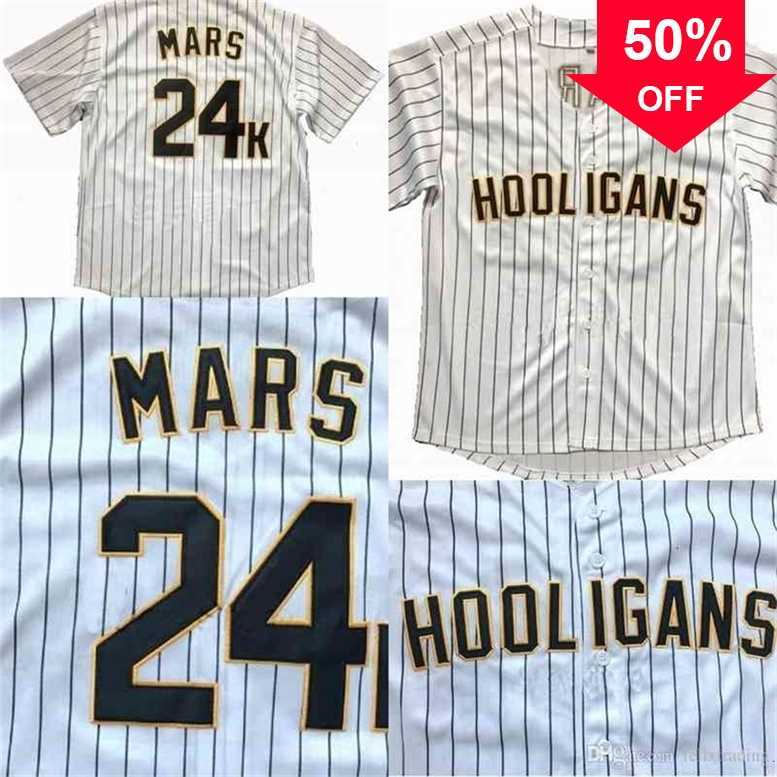 

Xflsp GlaC202 Bruno Mars 24K Hooligans Baseball Jersey Baseball Jerseys Men All Stitched Baseball Jerseys, White2