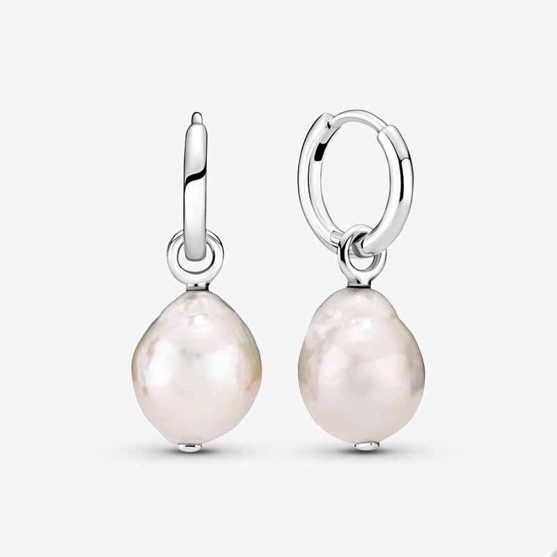 

Pearl Pendant Hoop Earrings for Pandora Authentic Sterling Silver Wedding Party Jewelry designer Earring For Women Girlfriend Gift New earring with Original Box