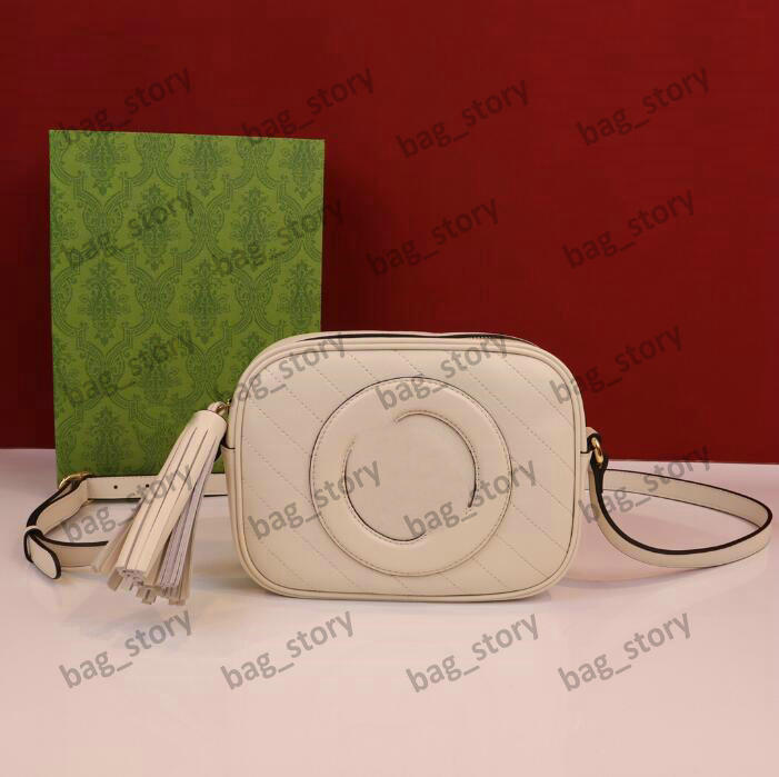 

Designers Camera Bags 742360 BLONDIE SMALL SHOULDER BAG Round Interlocking G Leather Patch Crossbody NFC Technology Purse Side tassel Adjustable shoulder strap