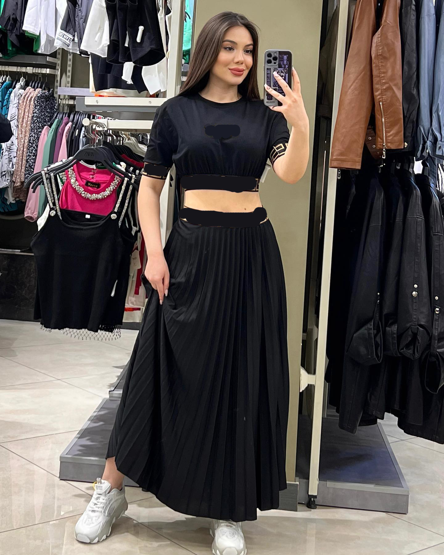 

Women's Skims Two Piece Bodycon Dress Short Sets Juicy Tracksuits Skirt Women Two Peice New In Matching Set Casual Festival Outfits Luxury Designer Clothing, Black