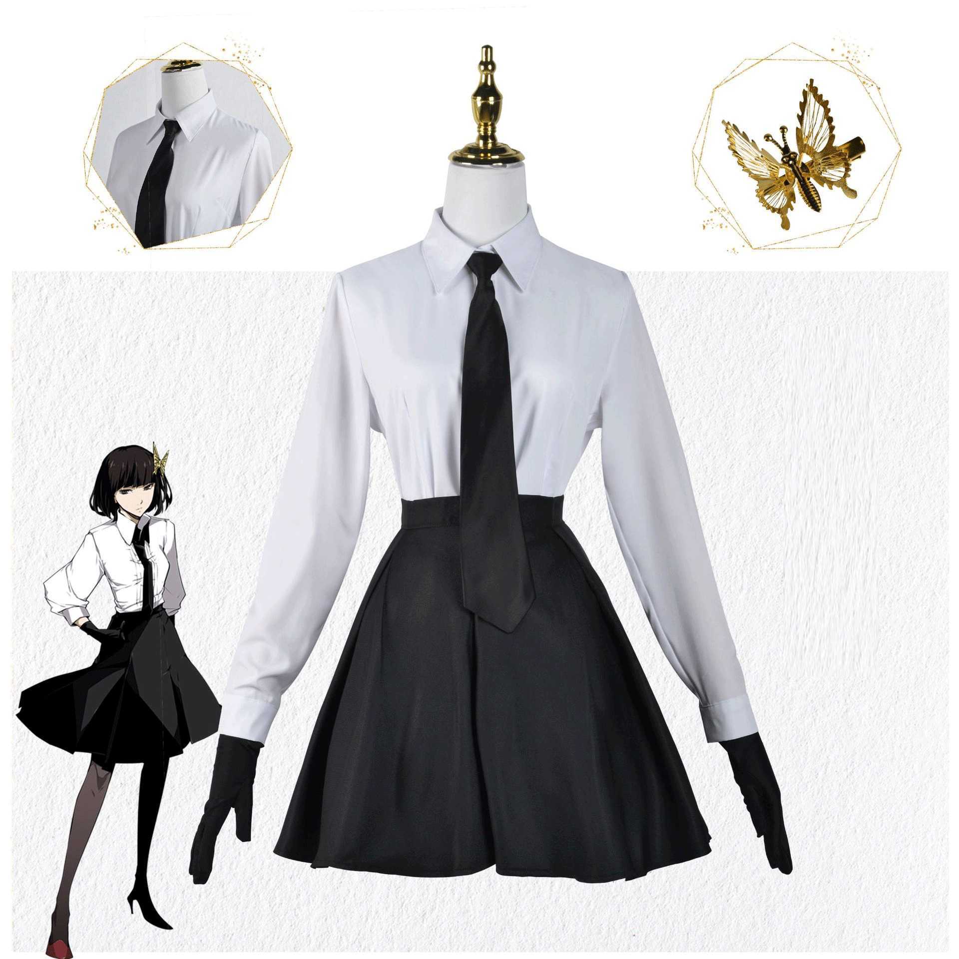 

Anime Costumes Anime Bungo Stray Dogs Akiko Yosano Cosplay Sexy Comes School Uniform Suit Akiko Yosano Halloween Role Plays Wig Skirt Z0602