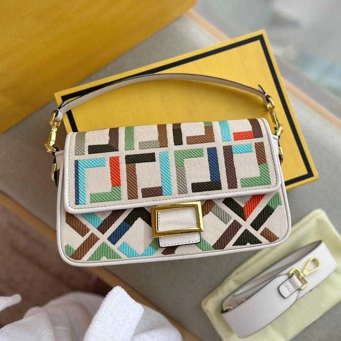 

Colourful F Print Shoulder Bags Women Luxurys Handbags Fashion Embroidery Colorful Letters Classic Baguette Bag Crossbody Bags Designer Handbag, Fcr01 26x16cm