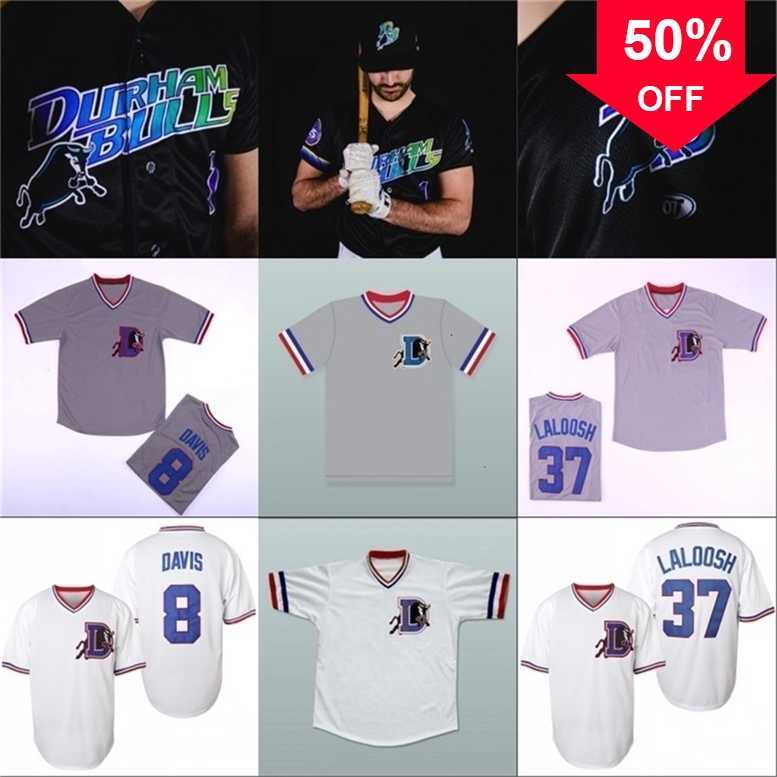 

Xflsp GlaMit Durham Bulls 37 Ebby 'Nuke' LaLoosh 8 Crash Davis Movie Jersey 100% Stitched Sewn Button Retro Baseball Jerseys White Grey Black, Grey blank