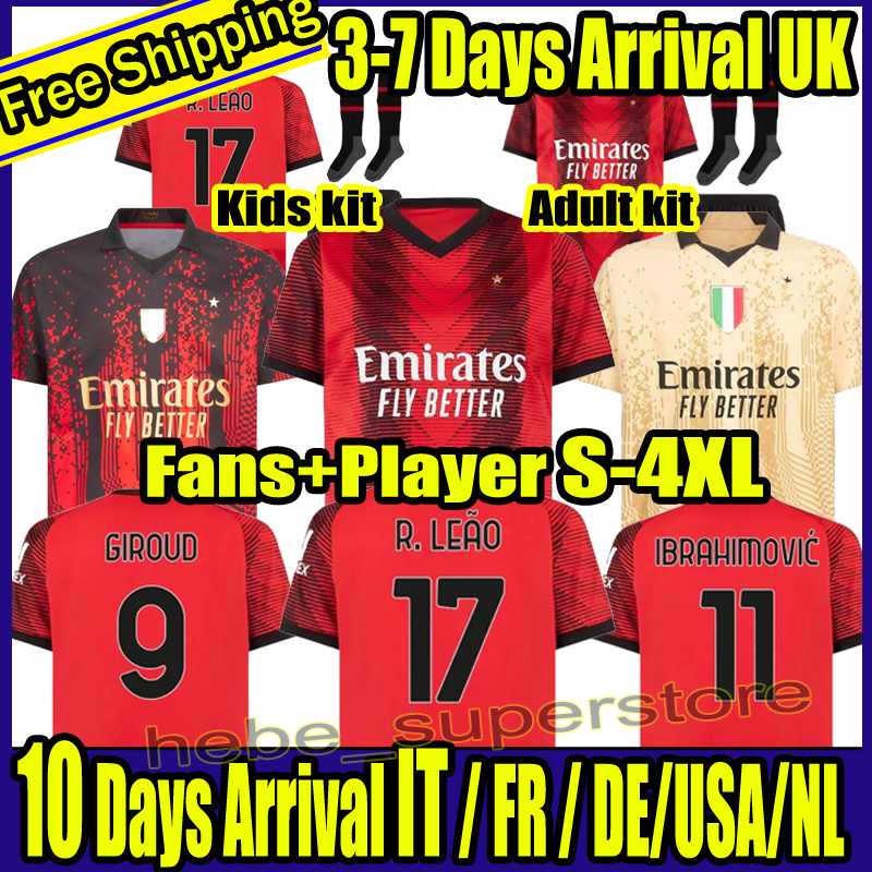 

S-4XL 23 24 4TH IBRAHIMOVIC KOCHE soccer jerseys AC MILANS GIROUD DE KETELAERE R. LEAO TONALI THEO football shirt special fourth 4th men kids kit uniforms, Third