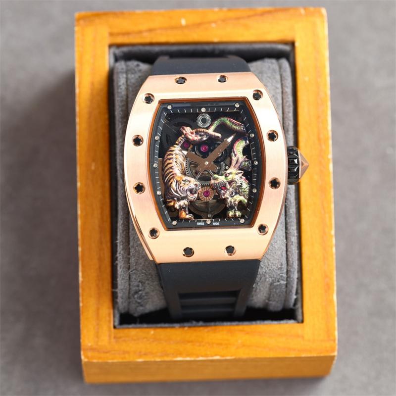 

51-01 Luxury Classic Watch for Men Designer Watchs Mens Watches manual Mechanical movement steel case rubber strap Wristwatches montre de luxe, As picture
