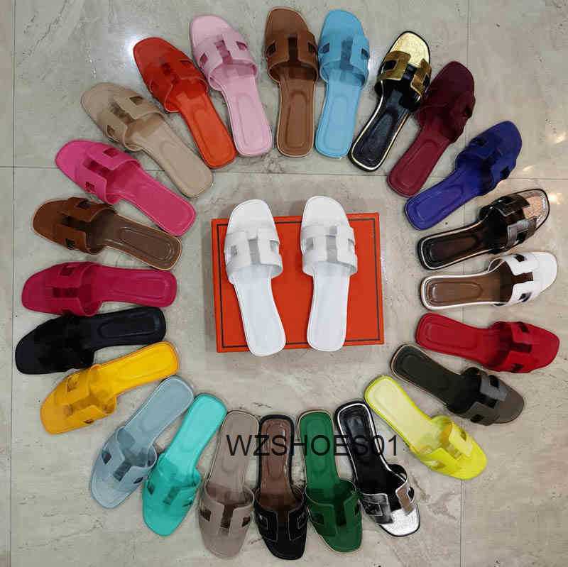 

New Slippers Original Olan Fashion Sandals Designer Calf Leather Sandals Summer Lazy Big Beach Casual Slippers Flat Shoes Women's Beach Shoes Size 35-42, #09