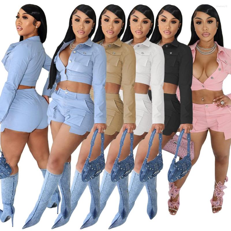 

Women's Tracksuits Casual Women Tracksuit Two Piece Pants Suit Shirt Short Solid Color Streetwear High Waist Clothes For Outfit, Pink
