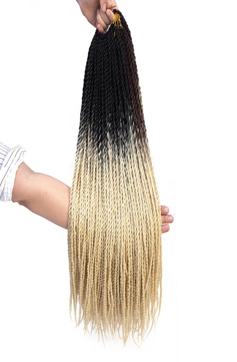 

24 inch Ombre Senegalese Hair Crochet braids 20 Rootspack Synthetic Braiding Hair for Women greybondepinkbrown3998553, 1b+purple