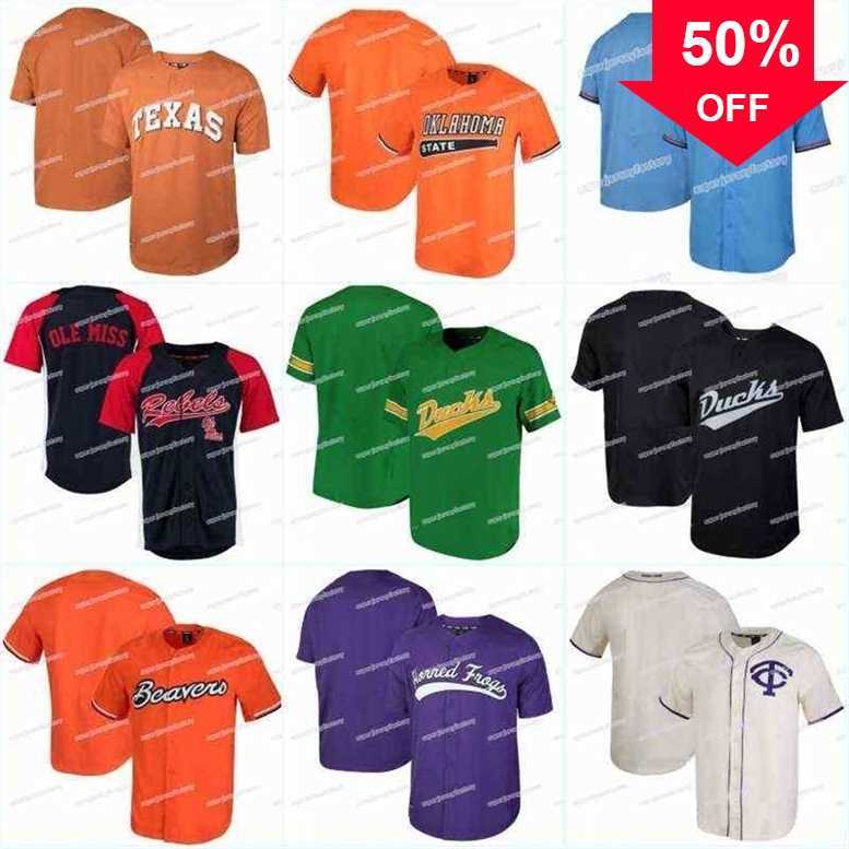 

Xflsp GlaA3740 Men Tennessee Volunteers Ole Miss Rebels Jersey Oregon Ducks Oregon State TCU Horned Frogs Texas Longhorns Baseball Jerseys, Blue