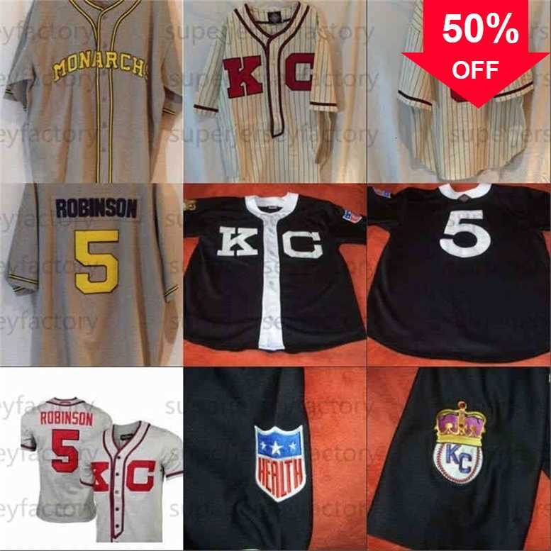 

Xflsp GlaA3740 # 5 Jackie Robinson Kansas City Monarchs Negro League Jersey 100% Stitched Custom Baseball Jerseys Any Name Any Number Mens Women, Gray