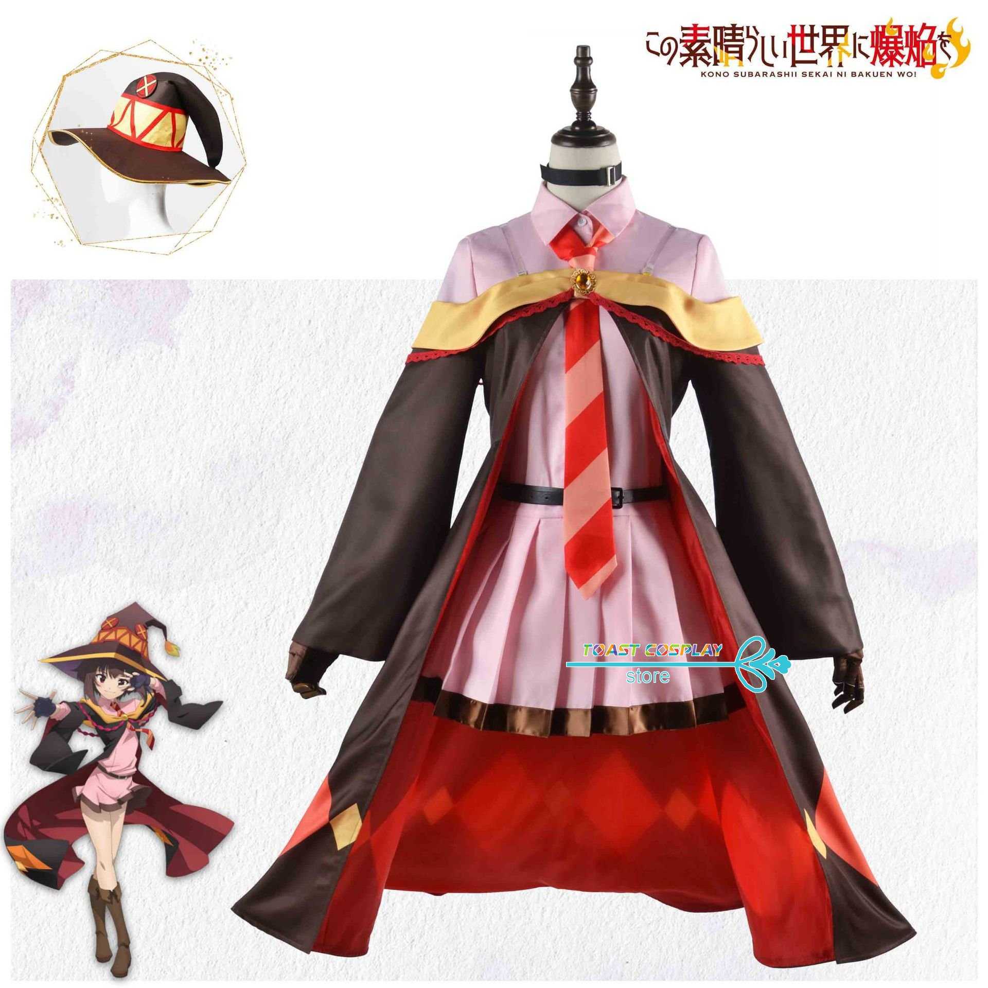 

Anime Costumes Anime Cos KonoSuba Megumin Cloak Dress Uniform Full Set Outfit God's Blessing on This Wonderful World Cosplay Dress Z0602