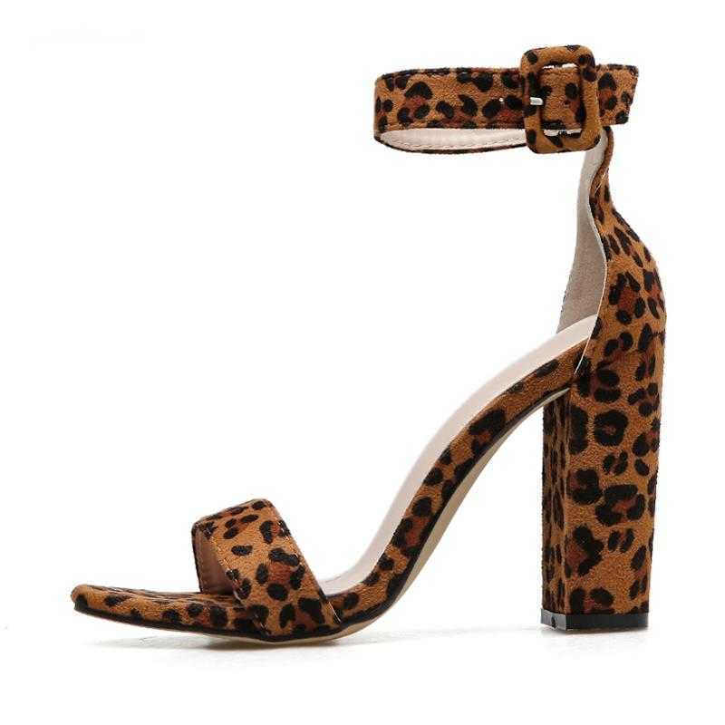 

NXY Sandals Sexy Leopard Grain Gladiator Women 2023 Summer Fashion Ankle Strap Buckle High Heels Night Club Party Shoes 230511, Auburn