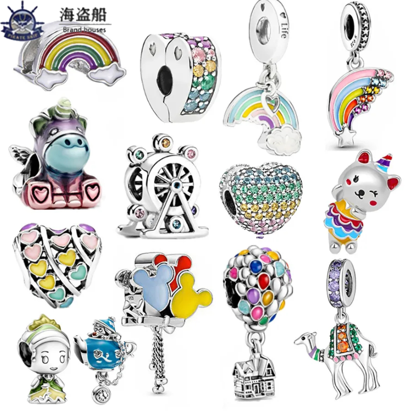 

For pandora charms sterling silver beads Dangle Charm New Product Color Rainbow Balloon Charms Bead