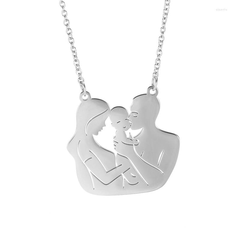 

Pendant Necklaces Family Jewelry Mom Dad Baby Stainless Steel Chain Necklace For Wife Son Thanksgiving Love Father's Day Mother's