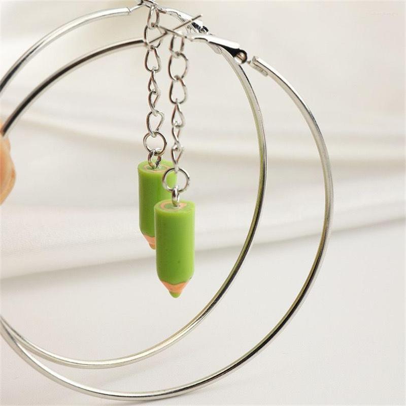 

Hoop Earrings Selling Fashion Multicolored Love Pendant Creative Party Funny Pencil Head Little Tai Chi Cute Gift