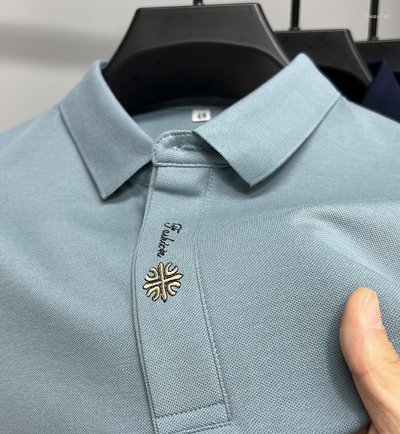 

Men's Polos High Quality And Exquisite Embroidered Short Sleeve T-shirt Men Summer Trend Casual High-end Pure Cotton Business POLO Shirt, Blue
