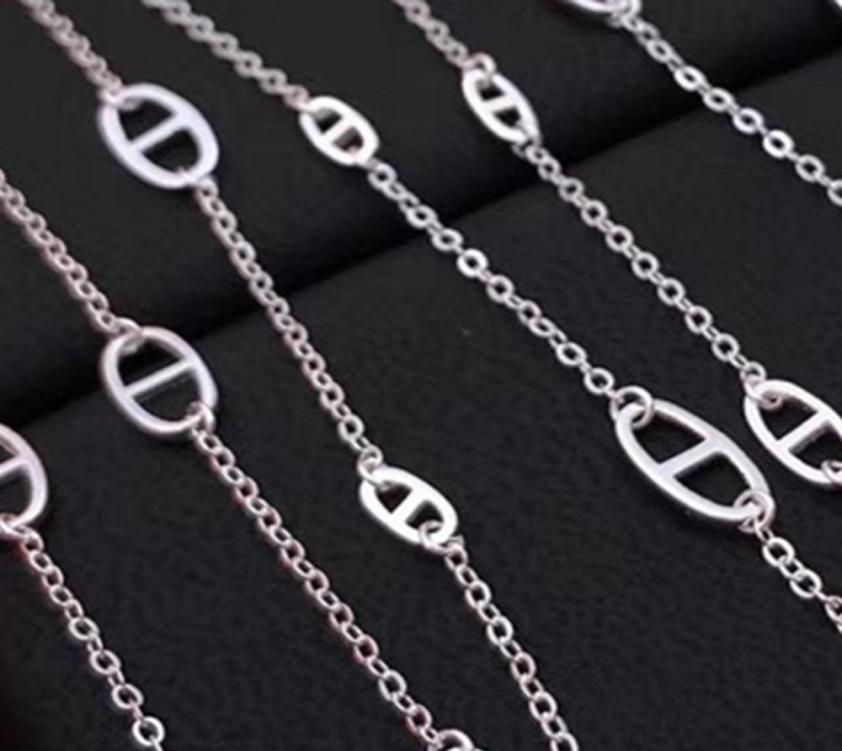 

Brand Geometry for Women Letter Round h Lock Jewelry S925 Silver Necklace Set France Quality Superior Golden Sweater Chain 2023773558