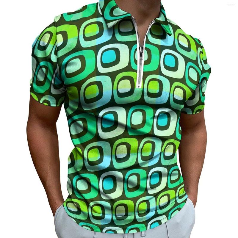 

Men's Polos Retro Square Casual Polo Shirts Geometric Print T-Shirts Male Short-Sleeved Custom Shirt Summer Y2K Oversized Clothing Gift Idea, Style-1