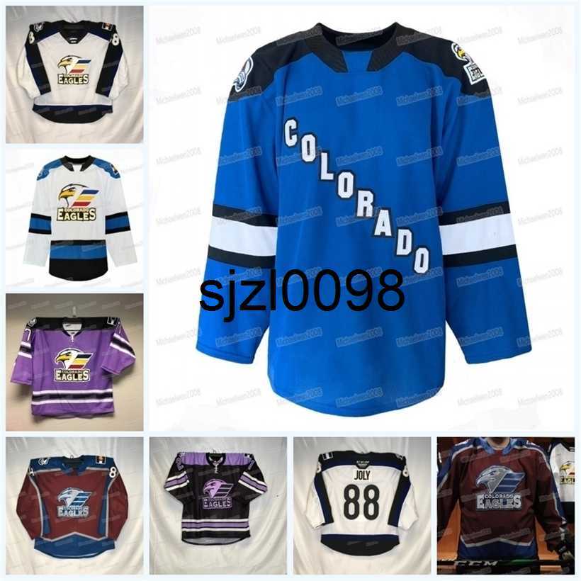 

Sj98 Colorado Eagles Hockey Jersey AHL Custom Women Youth Justin Barron Ryan Wagner Andreas Wingerli Roland McKeown Cal Burke, White