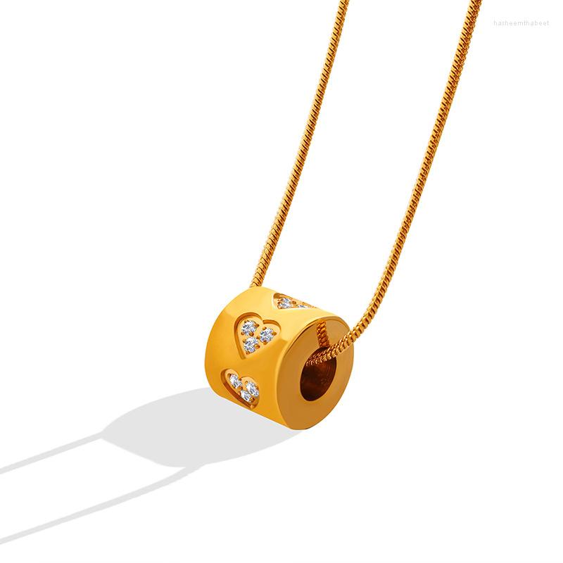 

Pendant Necklaces Romantic Simple Zircon CZ Heart Necklace Jewelry 316 Stainless Steel Plated 18K Gold Trendy Lucky Collar Bijioux