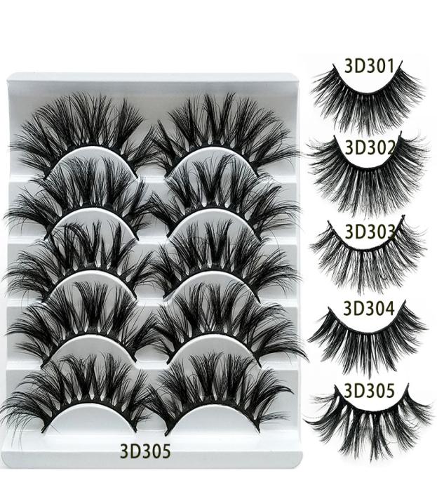 

5 Pairs 3D Mink Lashes Bulk Faux Thick Natural Eyelashes Makeup Handmade Full Strip False Eyelashes1803764